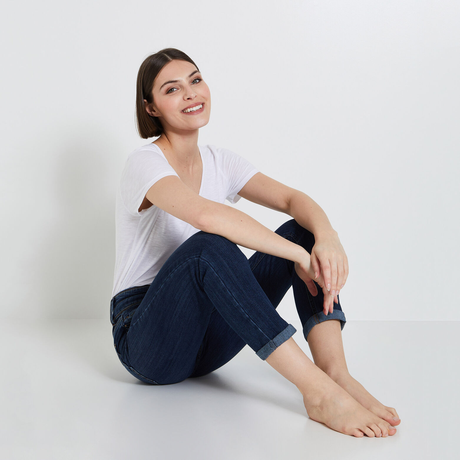 Jean raccourci taille haute HANOI femme