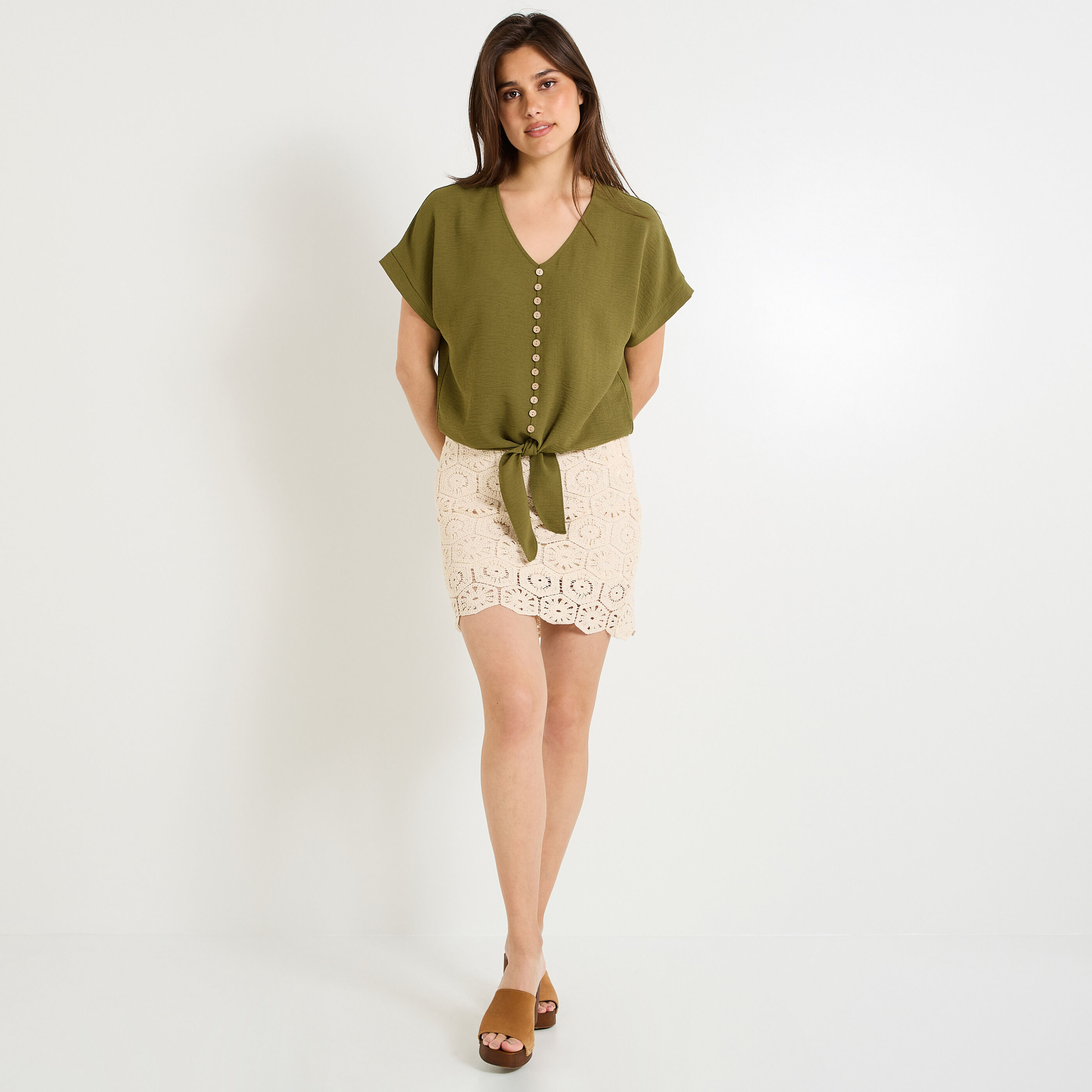 Blouse &agrave; nouer femme