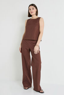 Pantalon large en lin mélangé femme