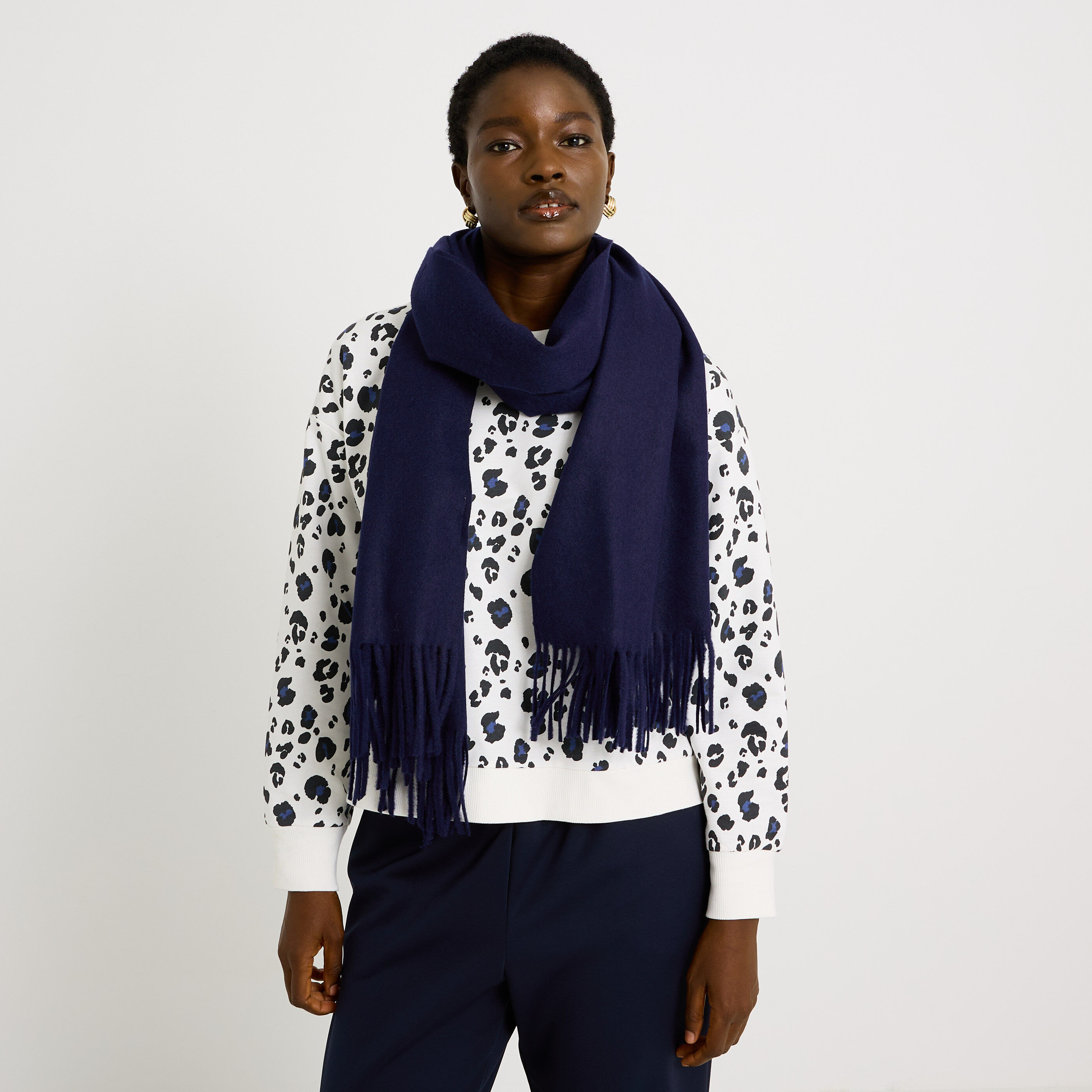 &Eacute;charpe unie &agrave; franges femme