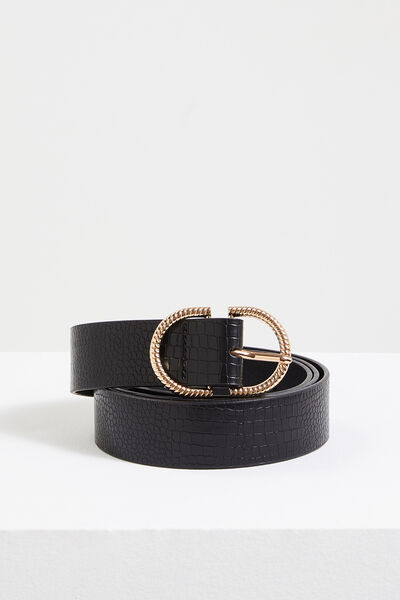 Ceinture noire effet croco femme