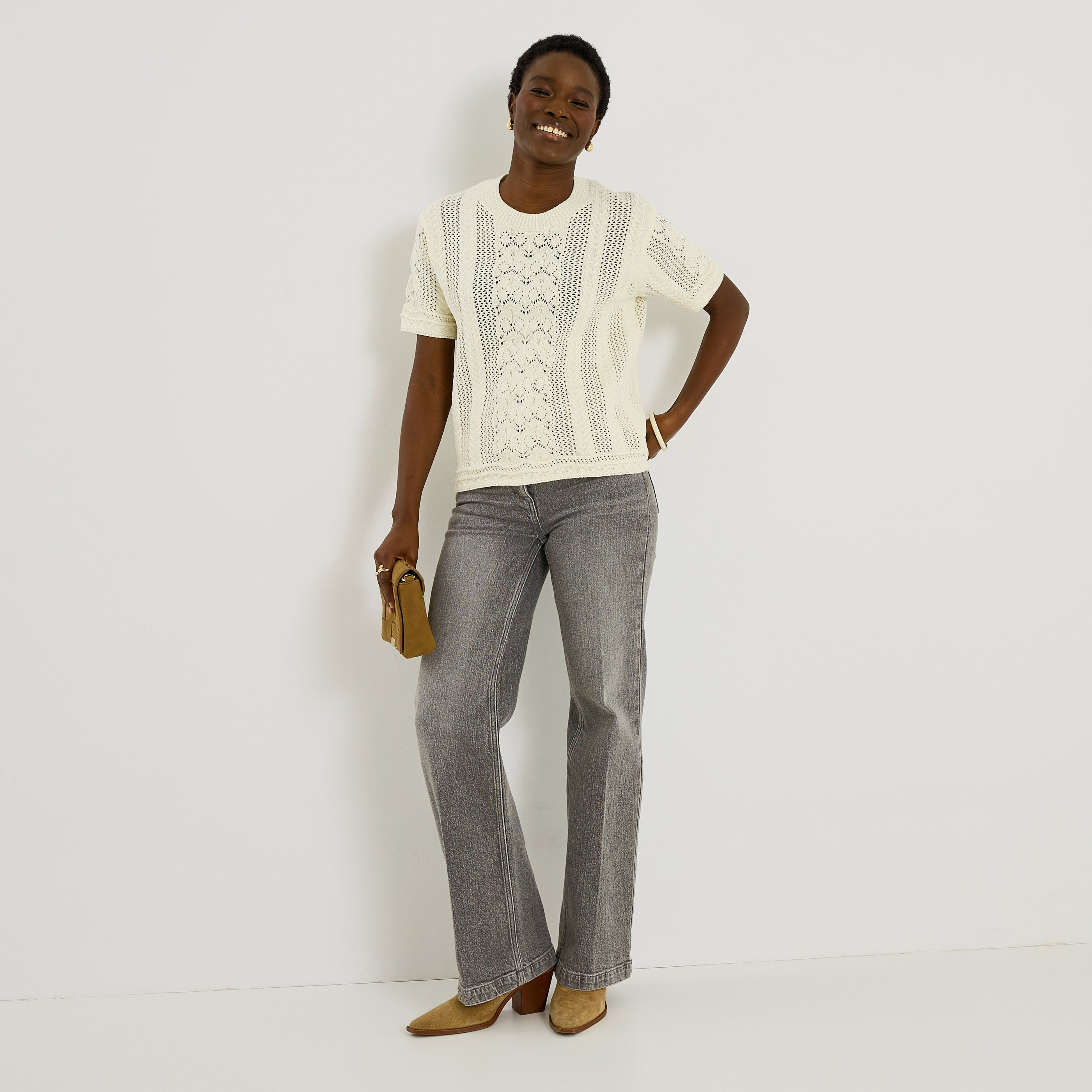 Pull manches courtes femme
