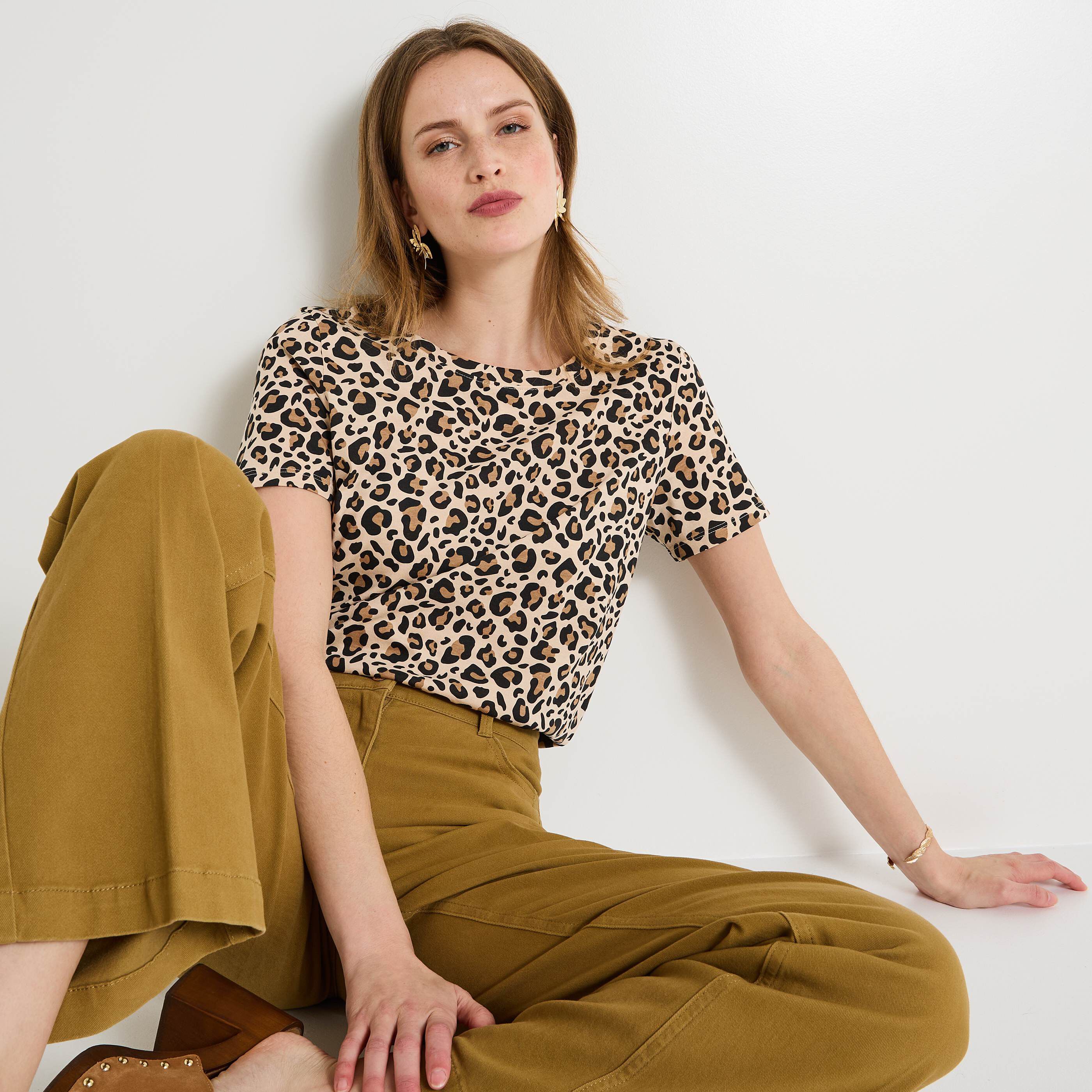 T-shirt imprim&eacute; l&eacute;opard femme