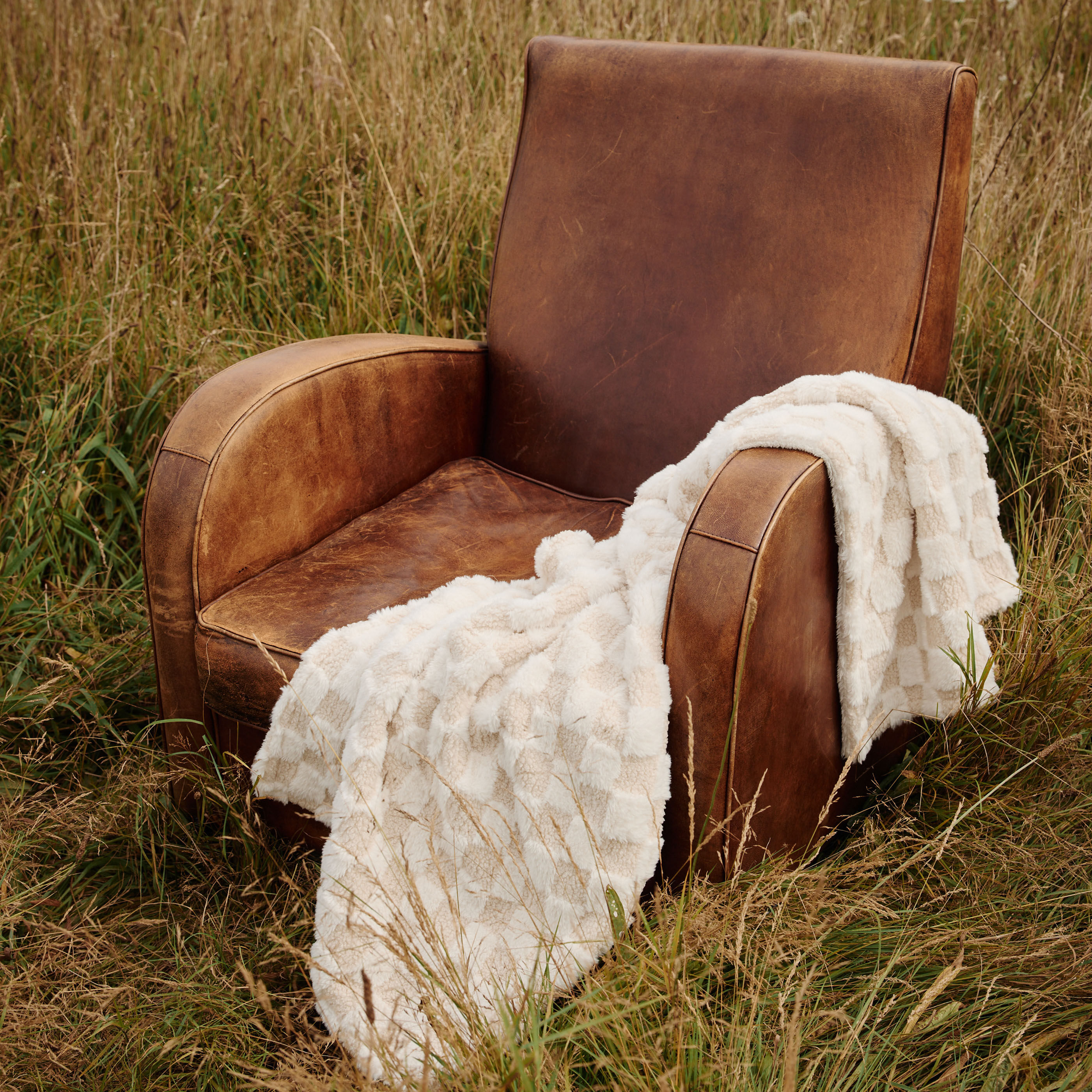 Plaid doux imprim&eacute; &agrave; carreaux femme