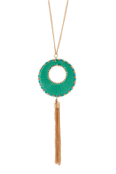 Collier pendentif disque et perles