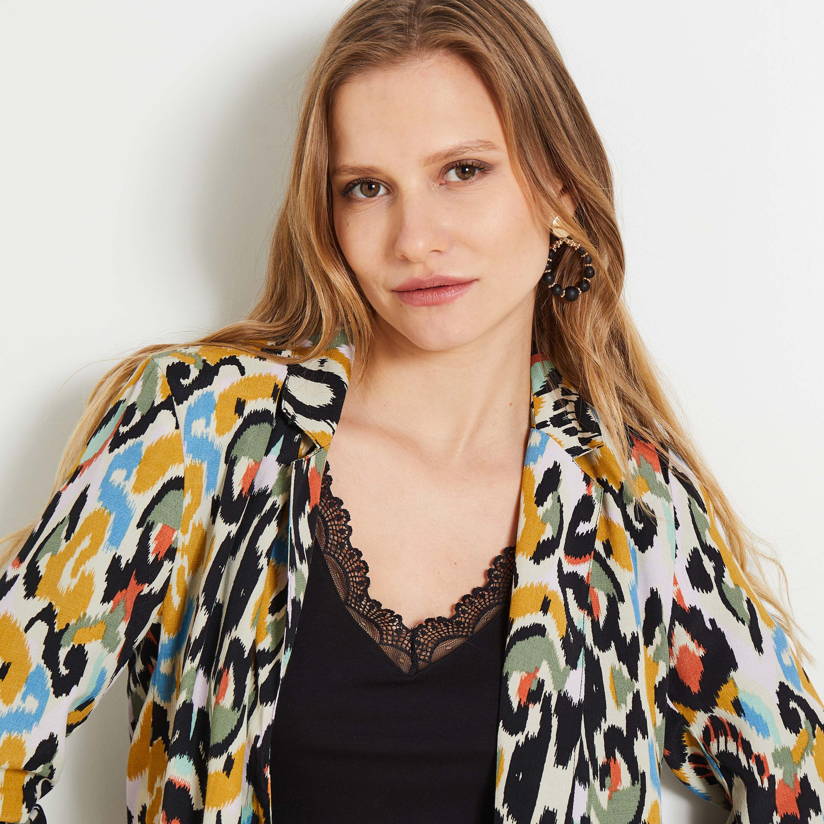 Veste fluide imprim&eacute;e femme