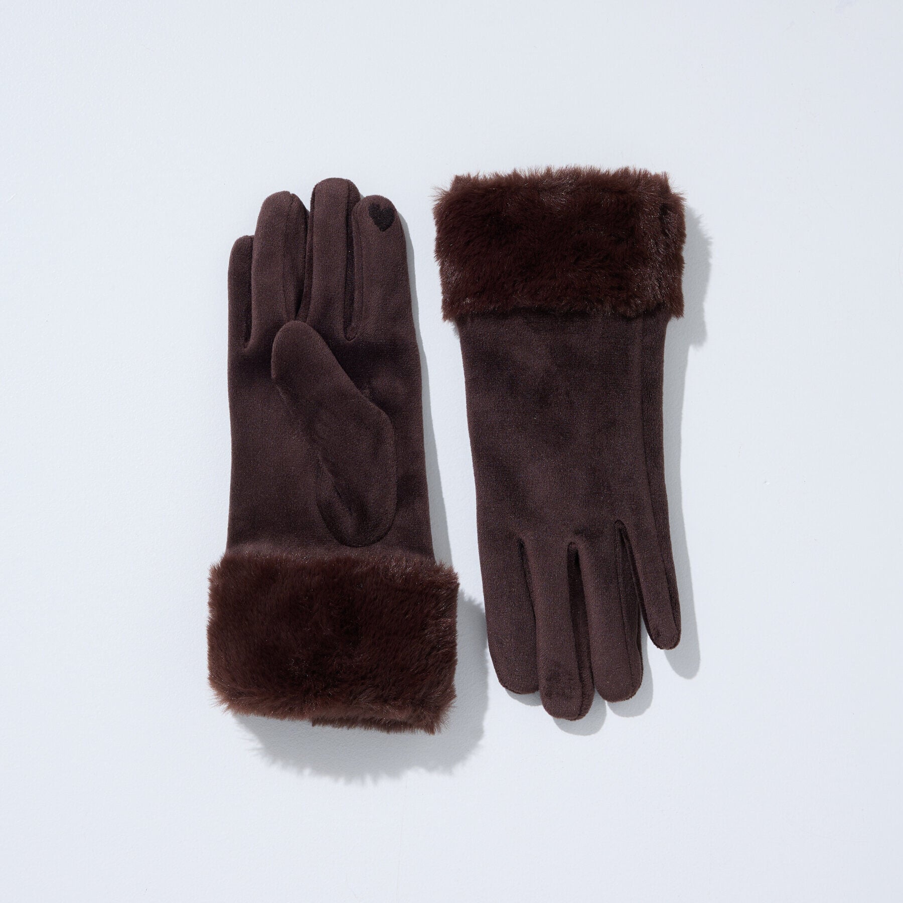 Gants chauds tactiles &agrave; bord doux femme