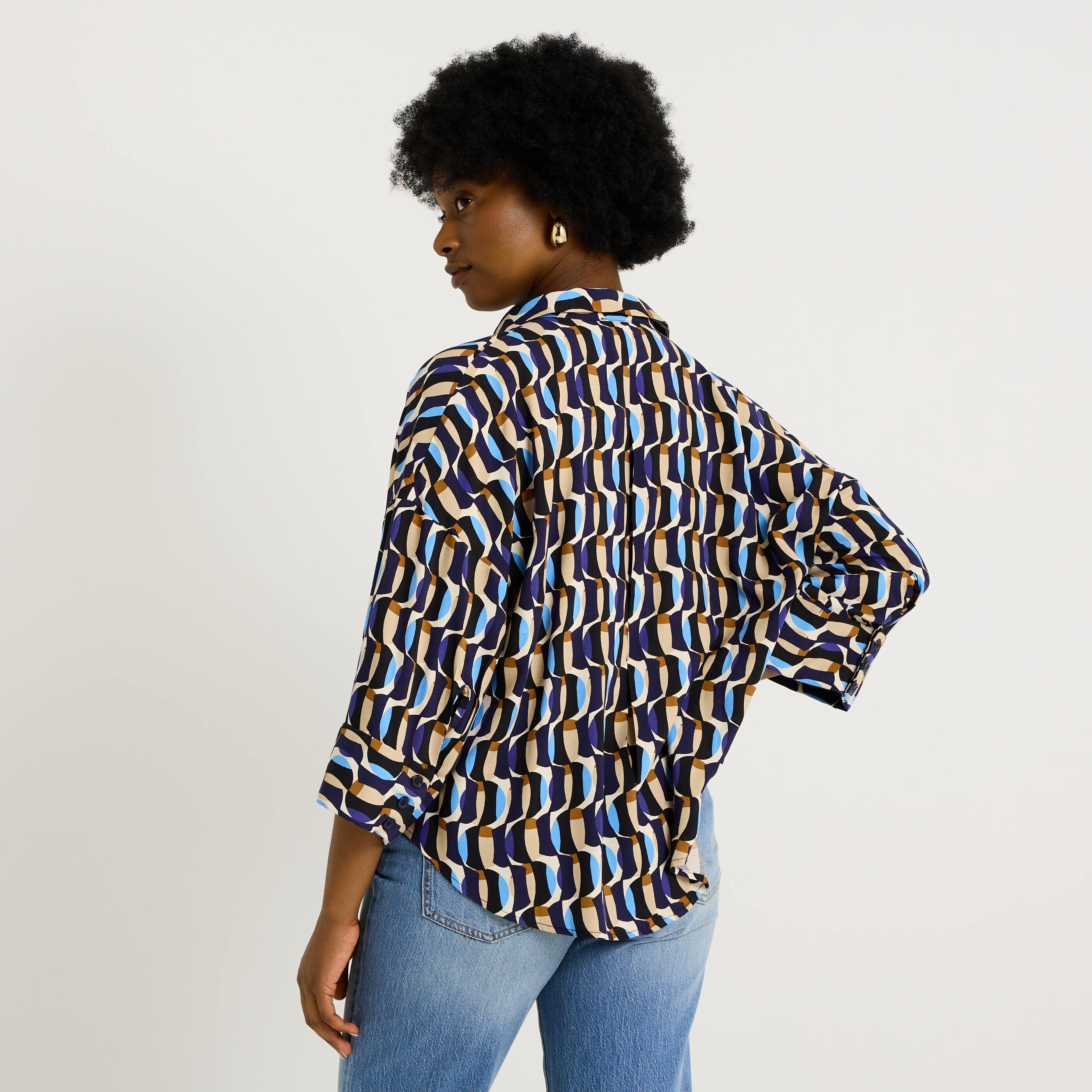 Chemise imprim&eacute;e manches 3/4 femme