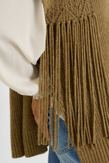 Pull sans manches à franges femme