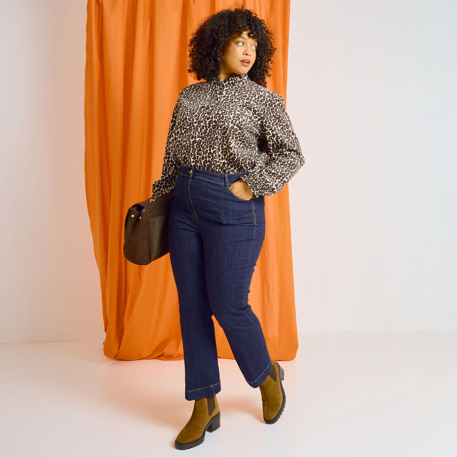 Blouse en velours imprimé léopard femme