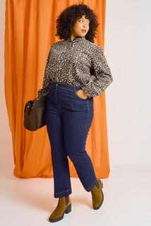 Blouse en velours imprimé léopard femme