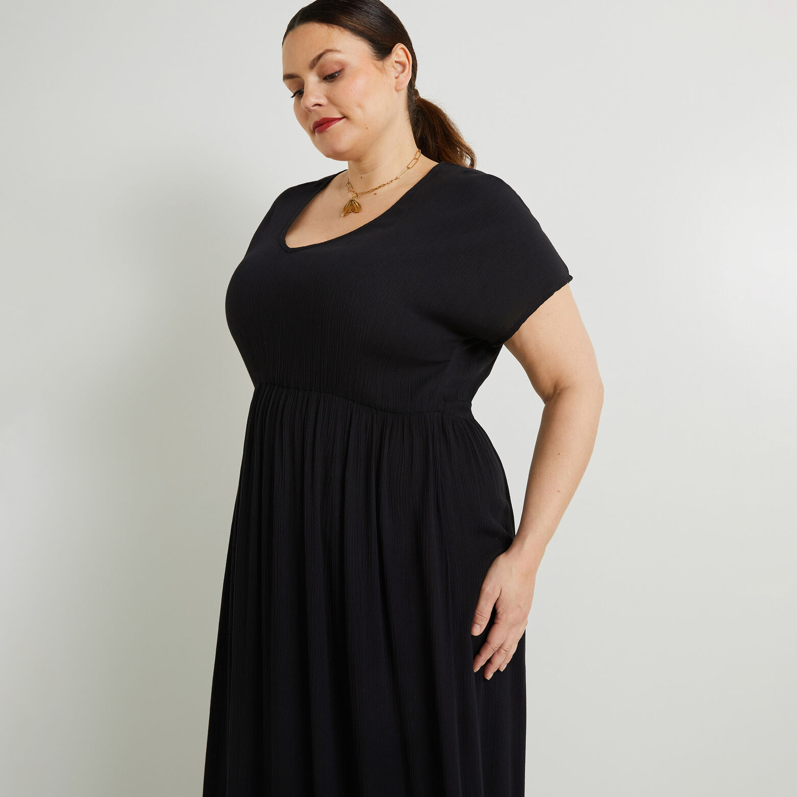 Robe longue crepon femme