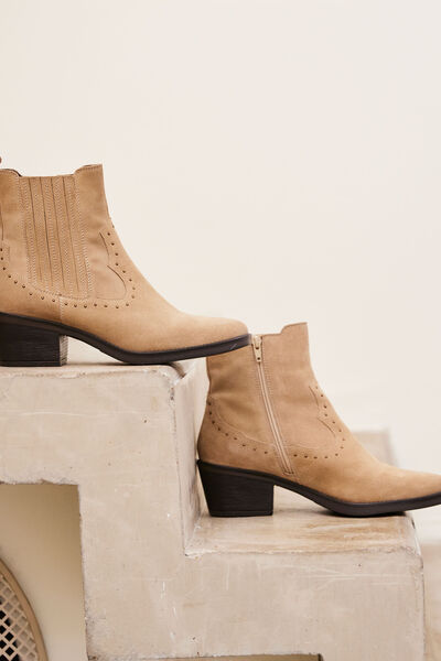 Bottines cuir style santiags