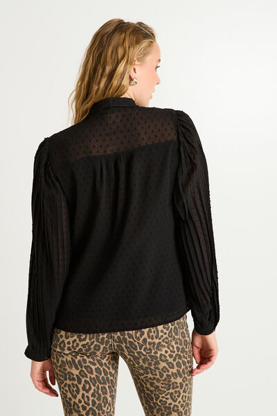 Chemise plumetis manches plissées femme