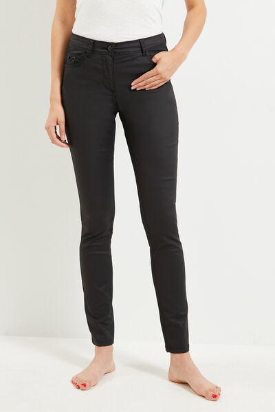 Pantalon droit enduit femme