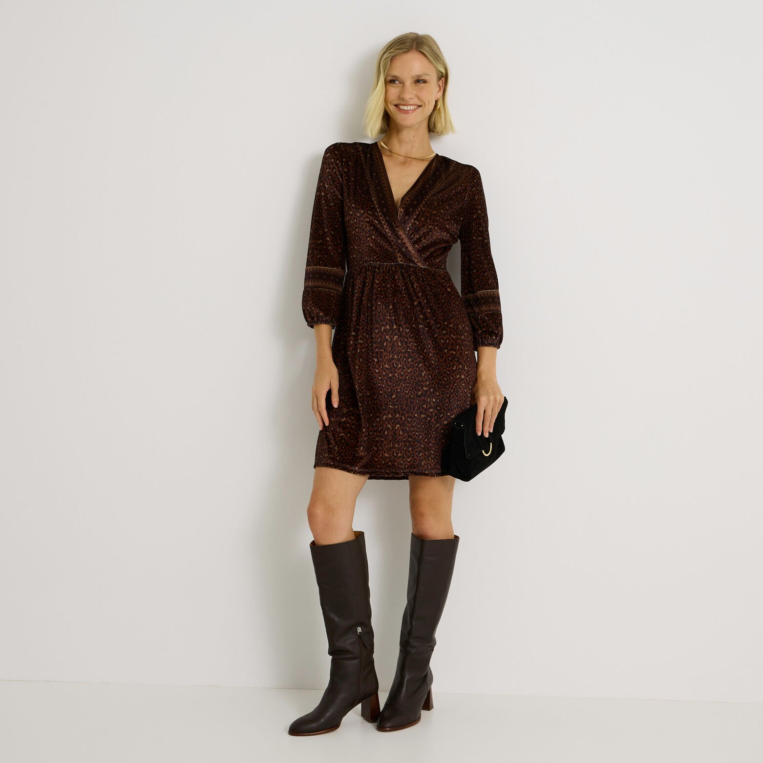 Robe en velours imprimé léopard