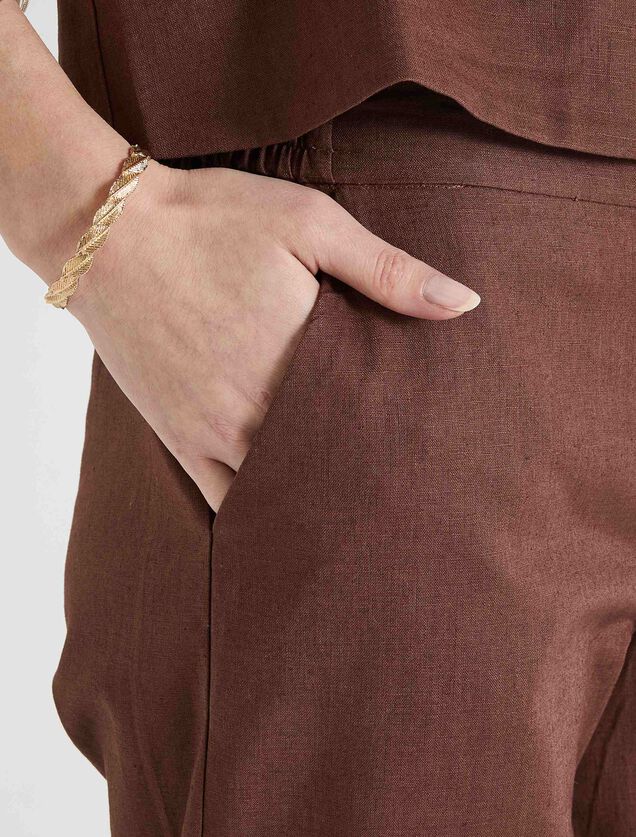 Pantalon large en lin mélangé femme