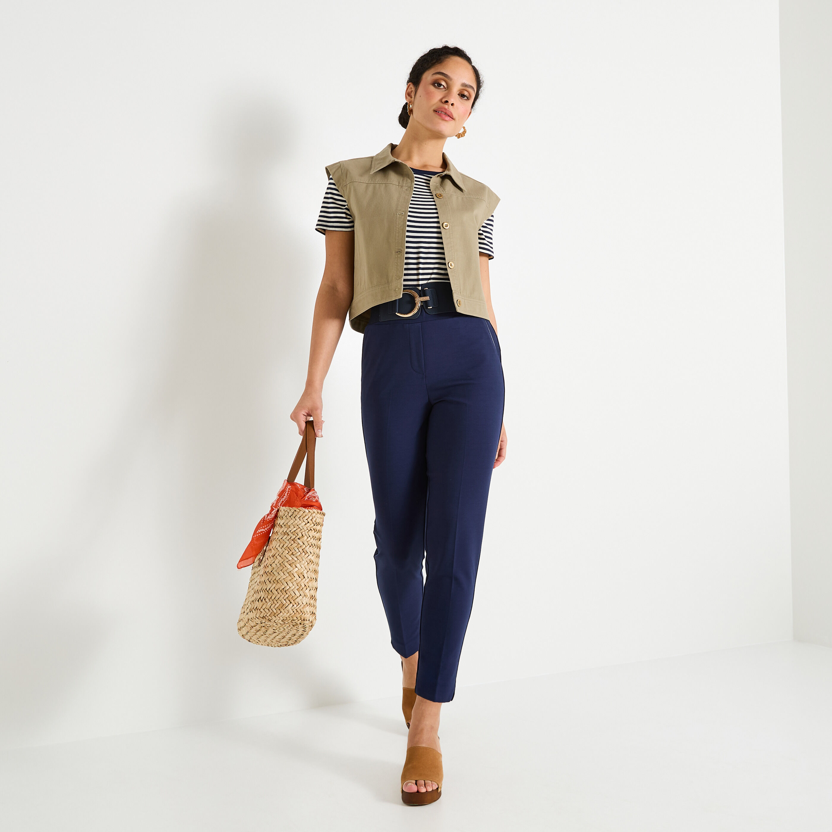 Pantalon cigarette en maille femme