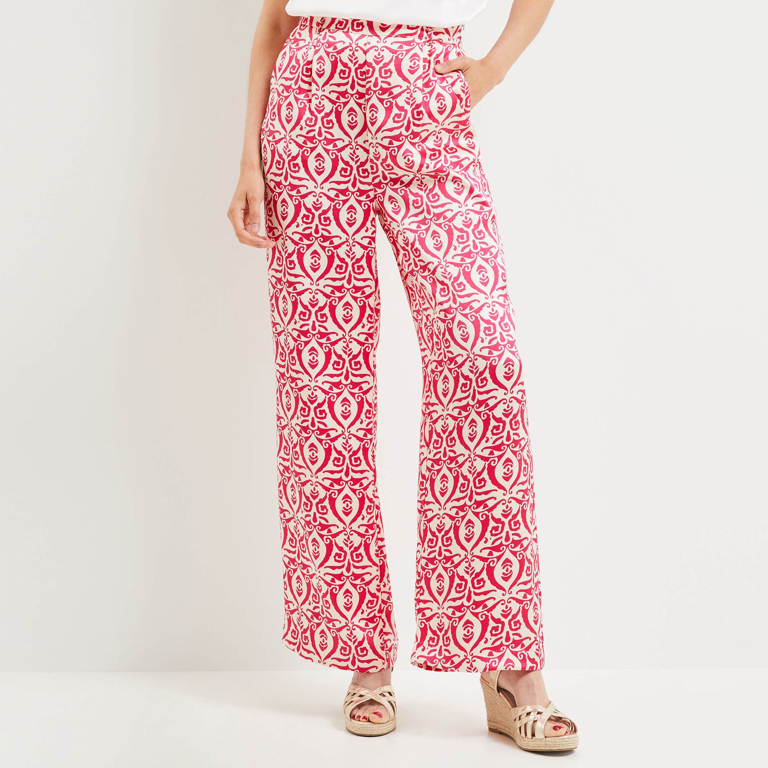 Pantalon satin imprimé femme