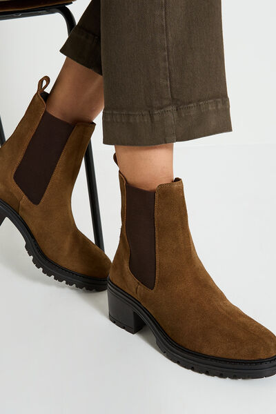 Bottines en croûte de cuir femme
