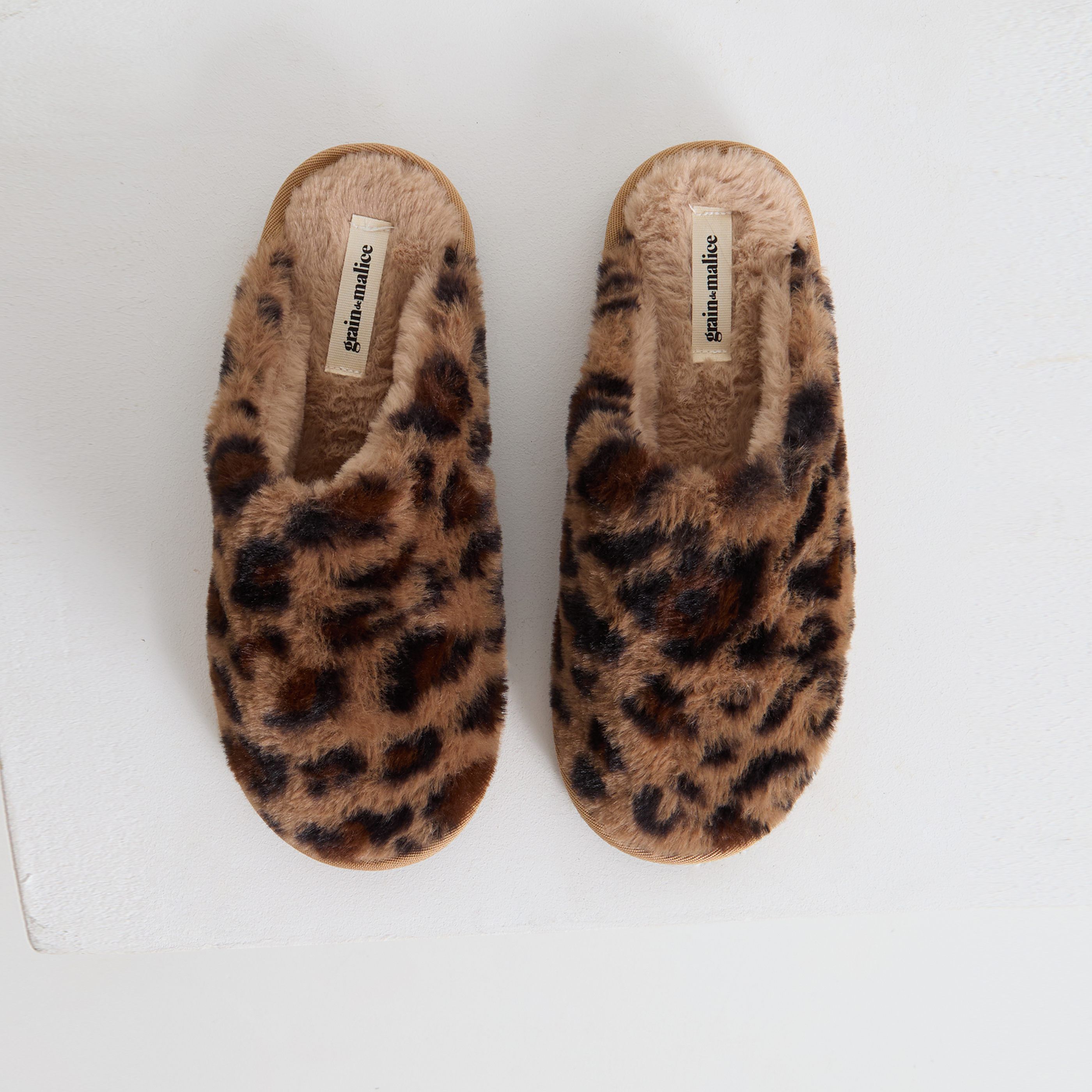 Chaussons leopard femme BEIGE Graindemalice