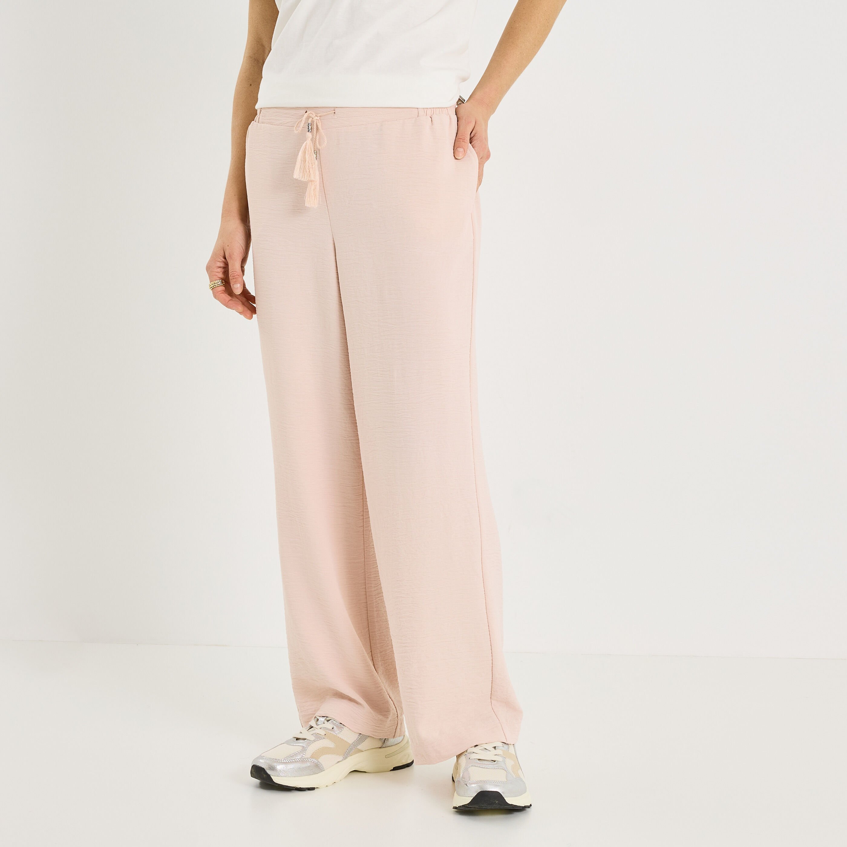 Pantalon fluide taille &eacute;lastiqu&eacute;e femme