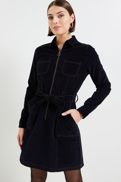 Robe velours zippée femme