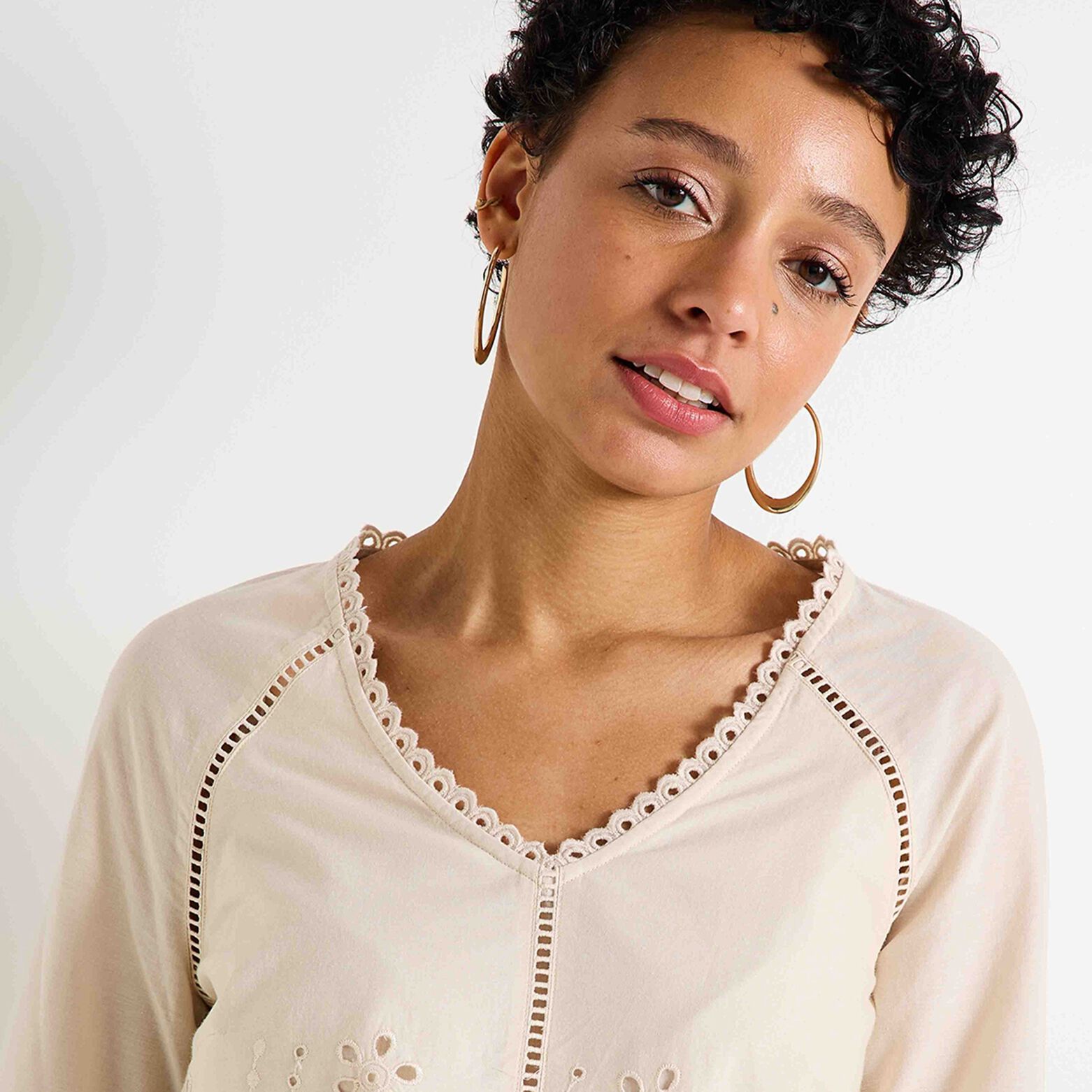 Blouse col V femme