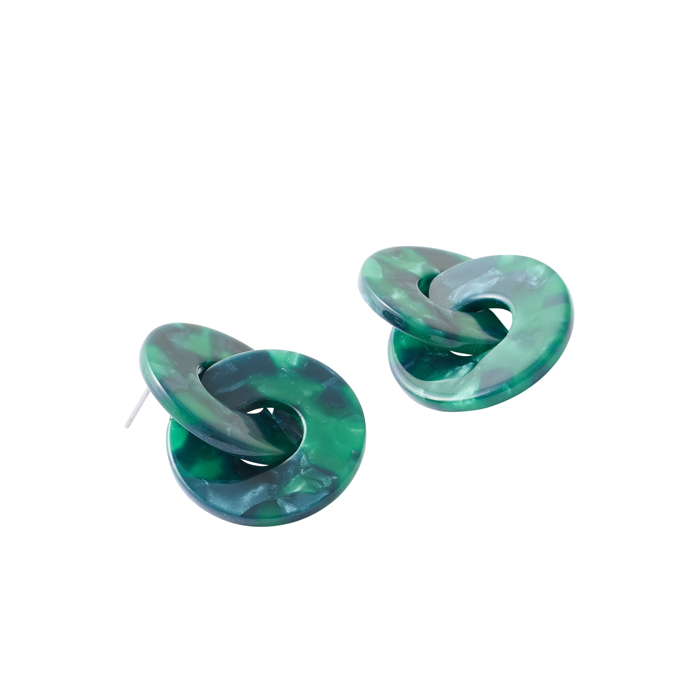 Boucles d'oreilles double anneau vert