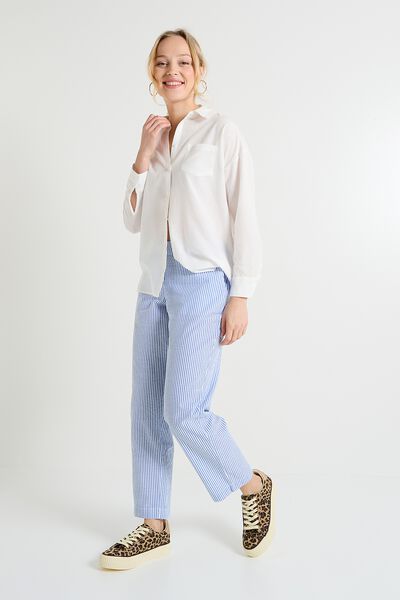 Pantalon rayé en seersucker femme