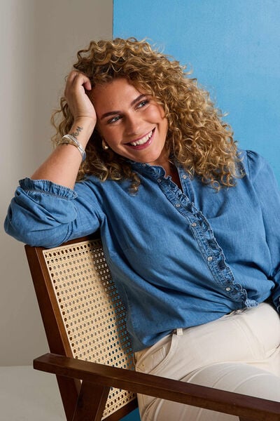 Chemise en jean à col montant femme