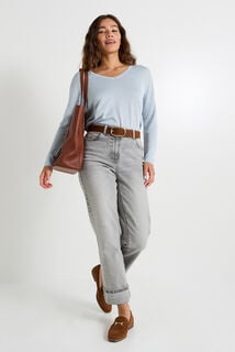 Pull brillant à col V femme