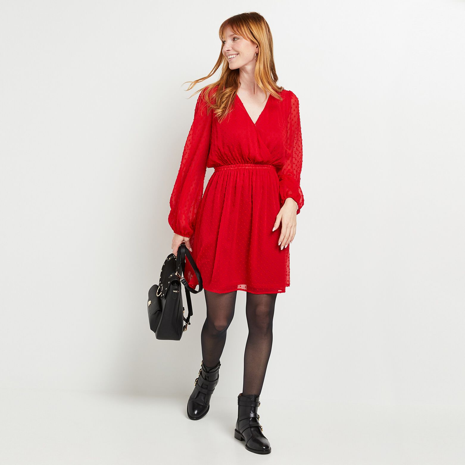Robe plumetis rouge