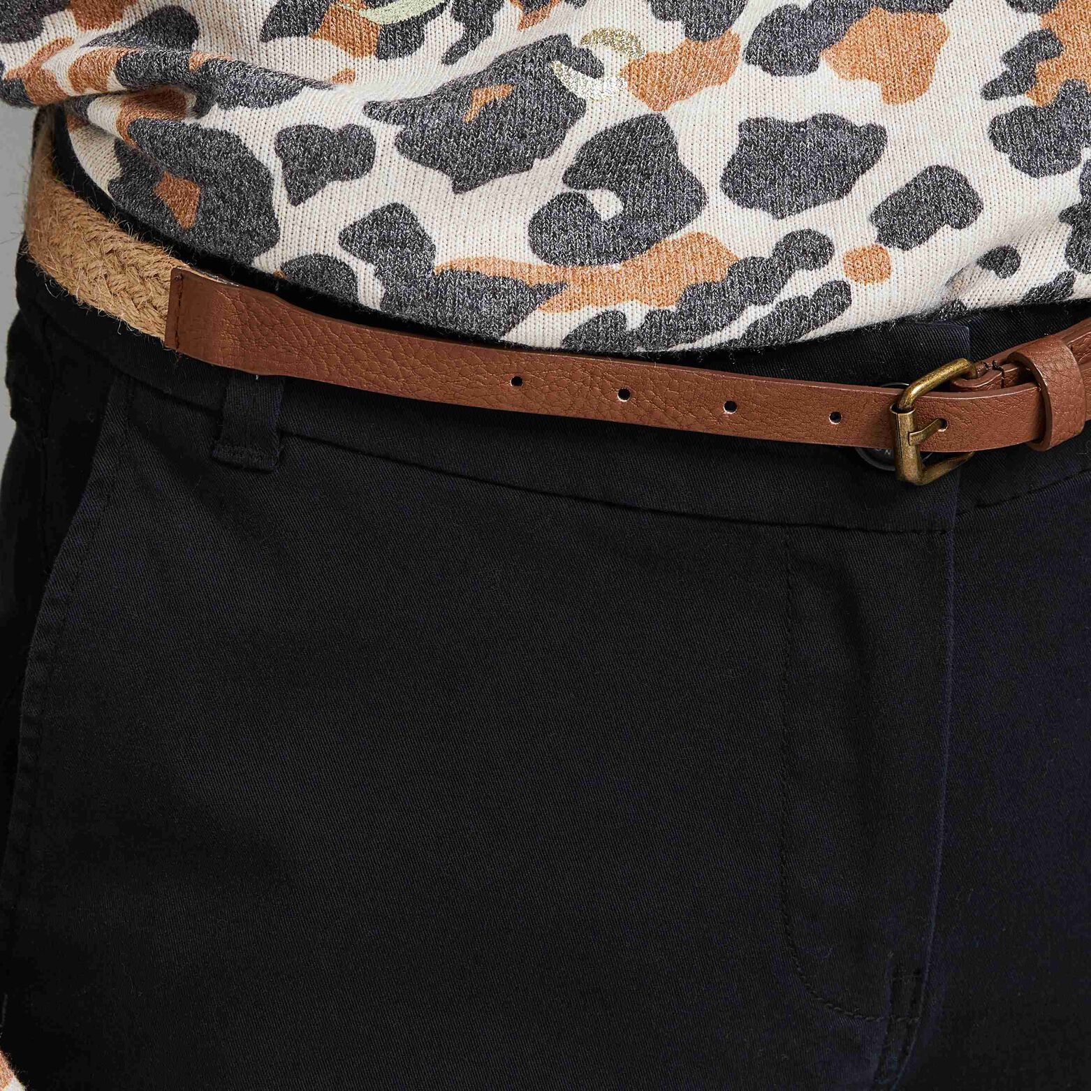 Pantalon chino avec ceinture femme