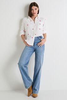 Chemisier cœurs brodés femme