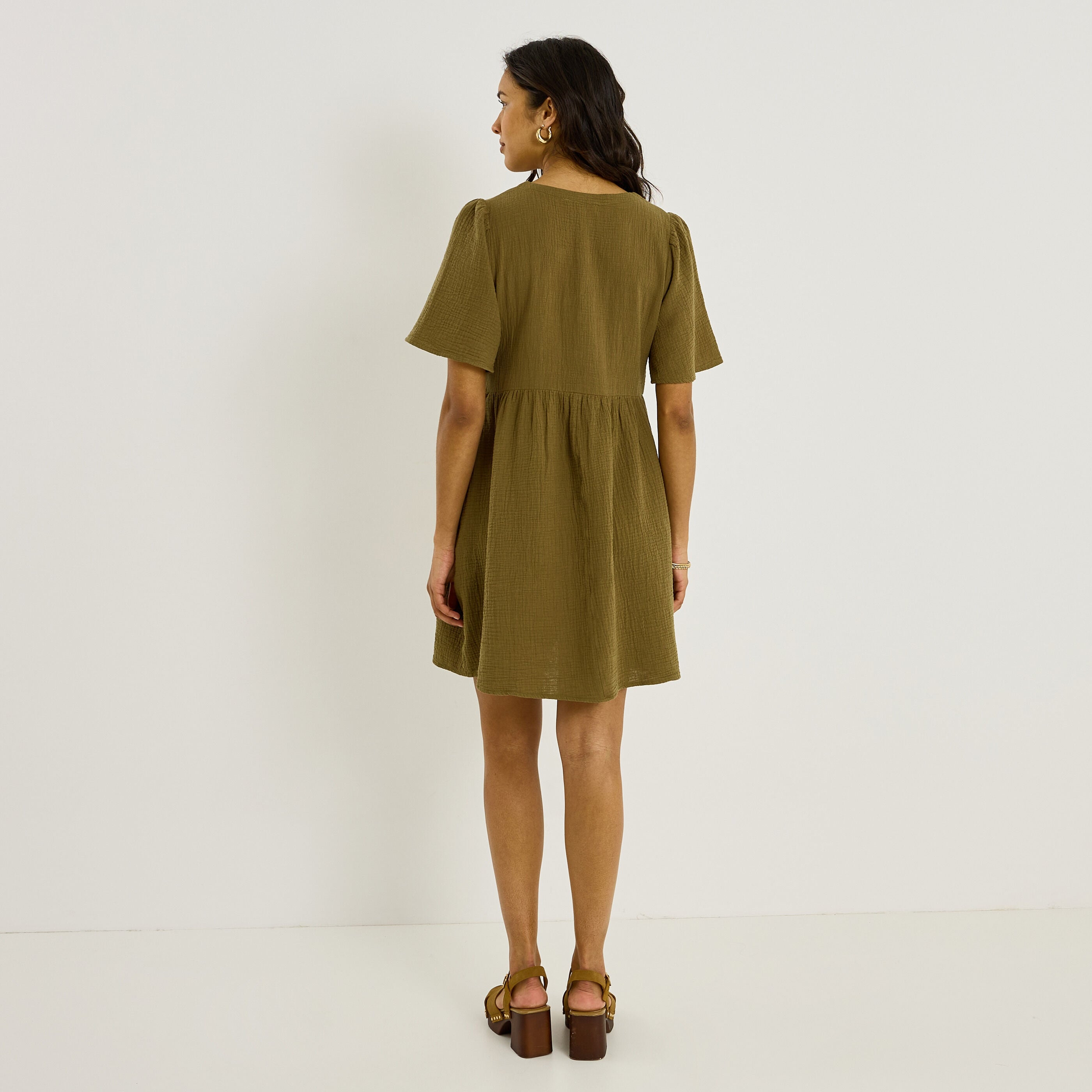Robe courte en gaze de coton