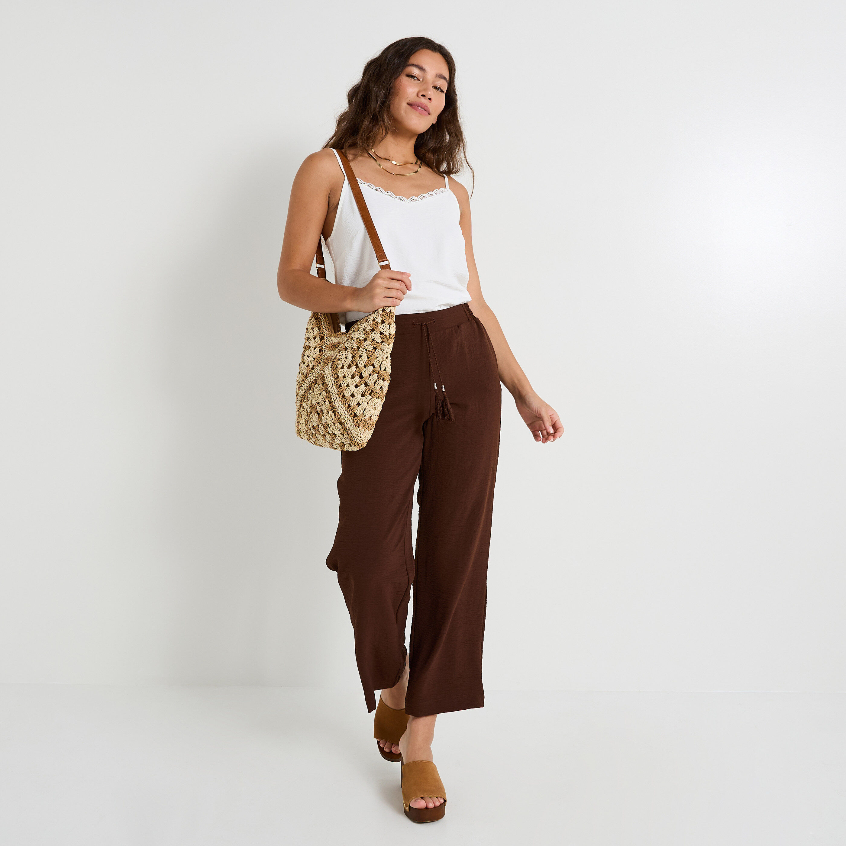 Pantalon large fluide femme