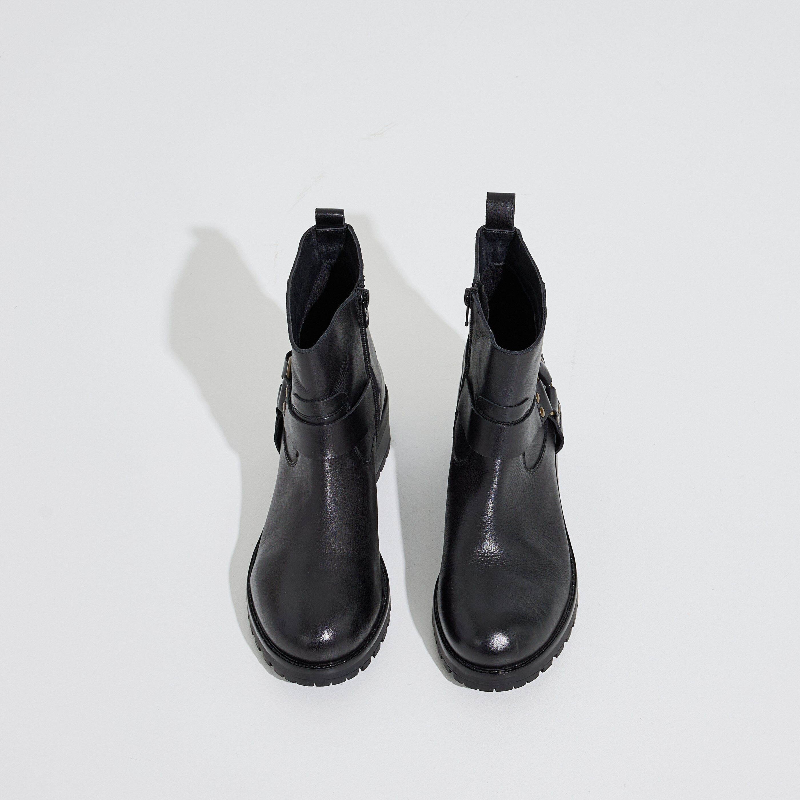 Bottines zipp&eacute;es &agrave; boucle femme