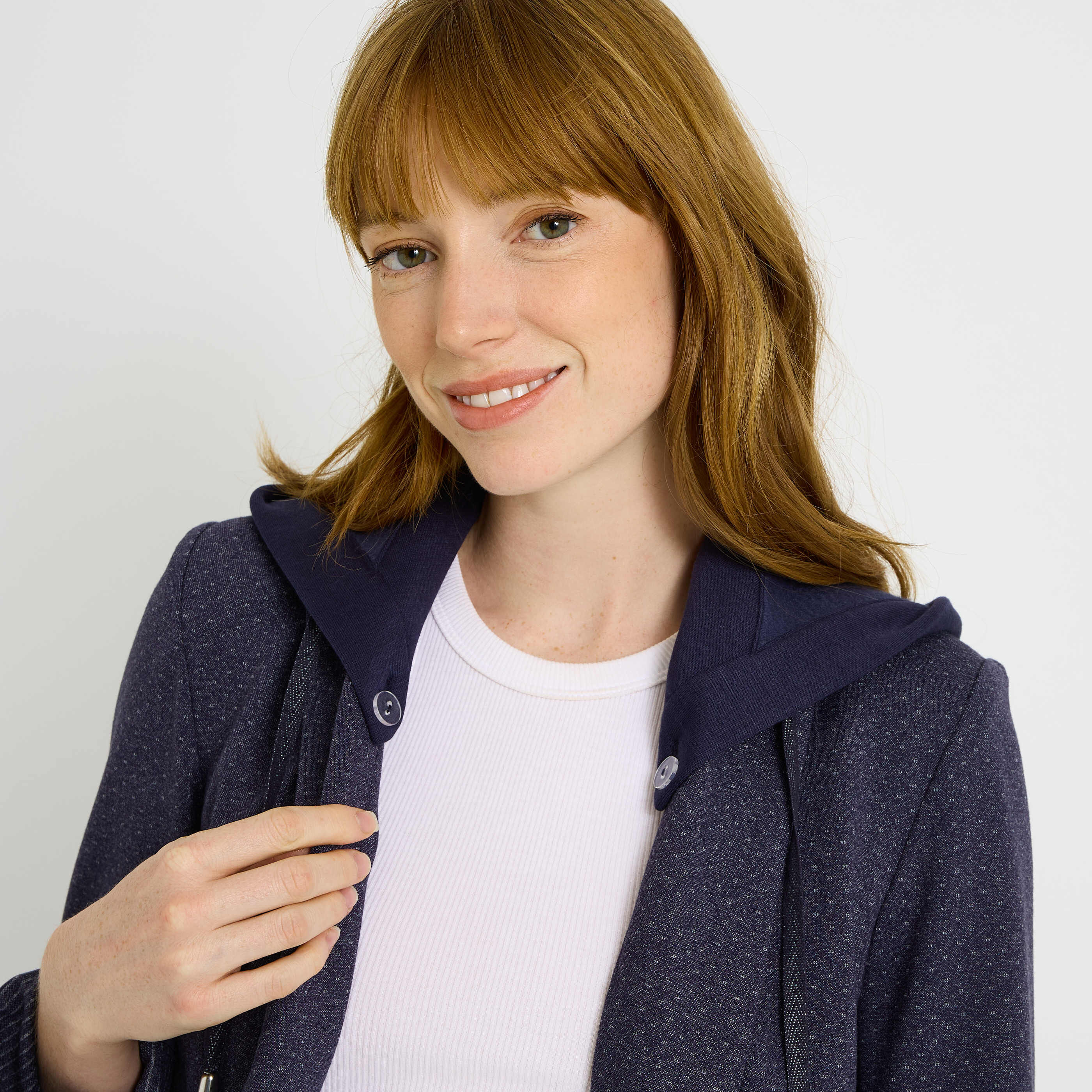 Blazer en maille capuche amovible femme