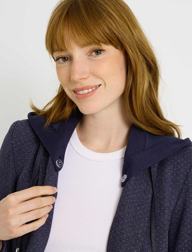 Blazer en maille capuche amovible femme
