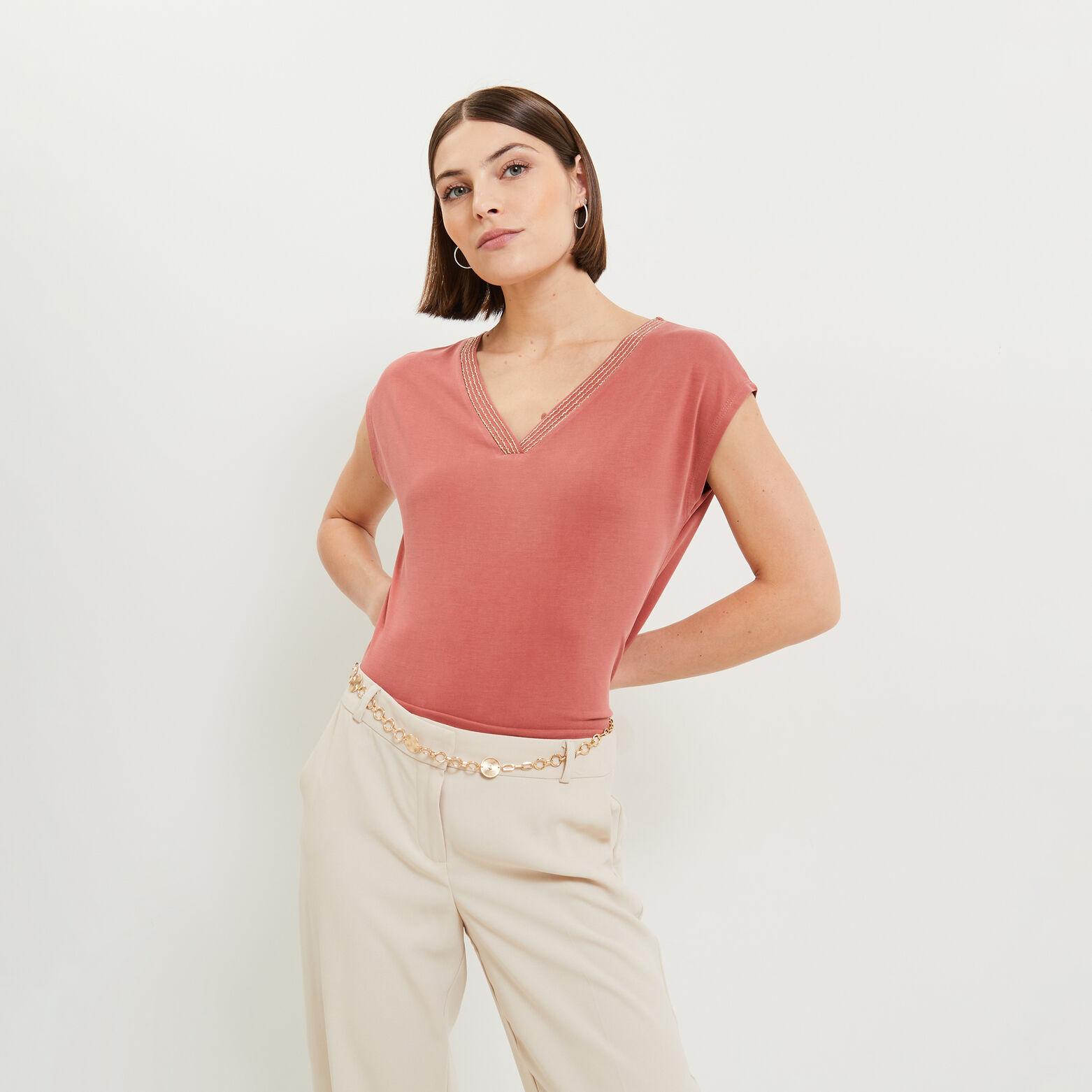 Tshirt col V femme