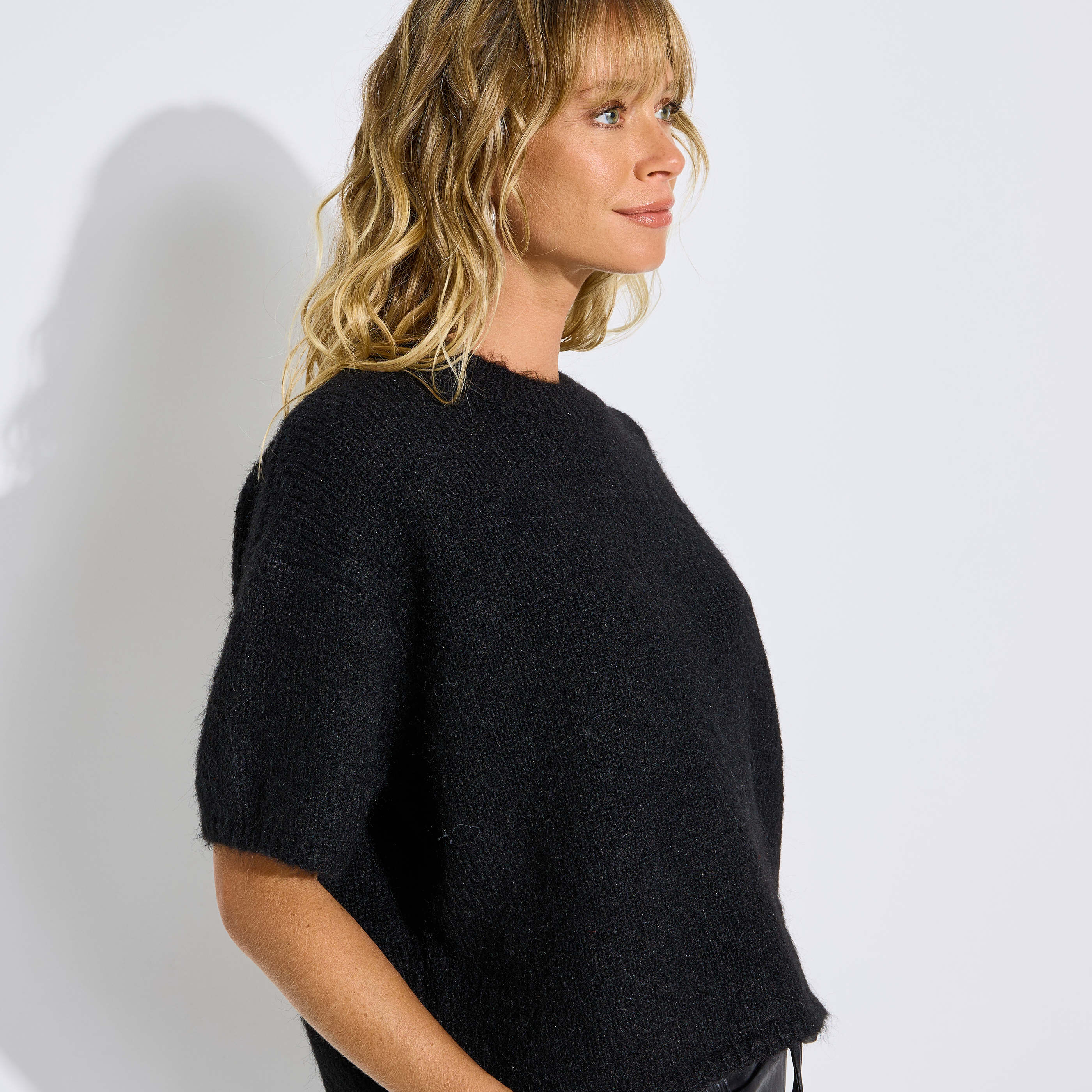 Pull oversize &agrave; manches courtes femme