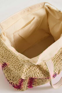 Sac panier en paille bicolore femme