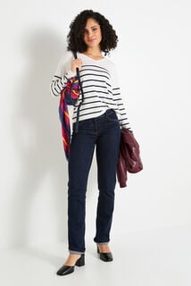 Pull rayé à manches longues femme