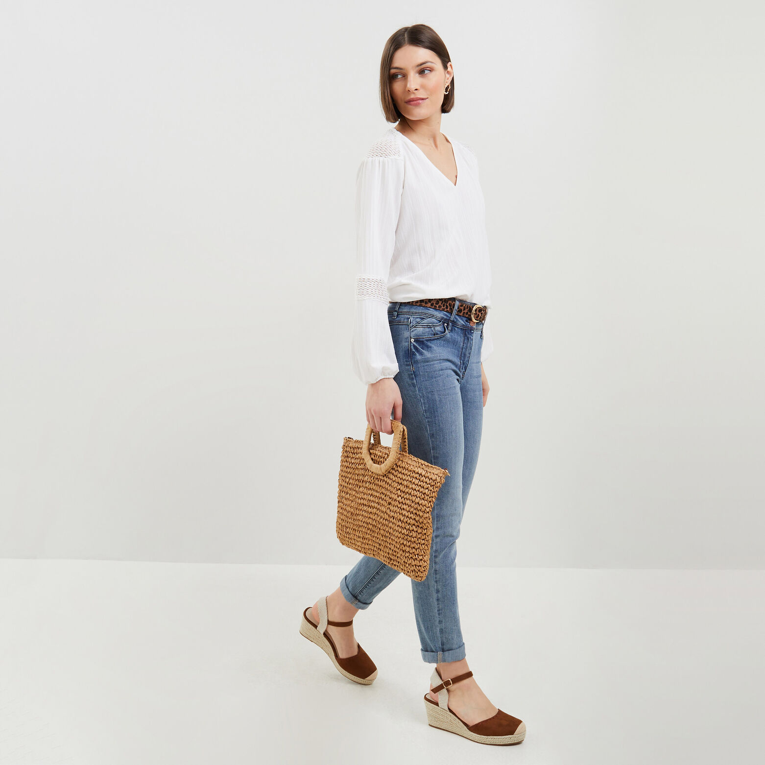 Blouse détails ajourés femme