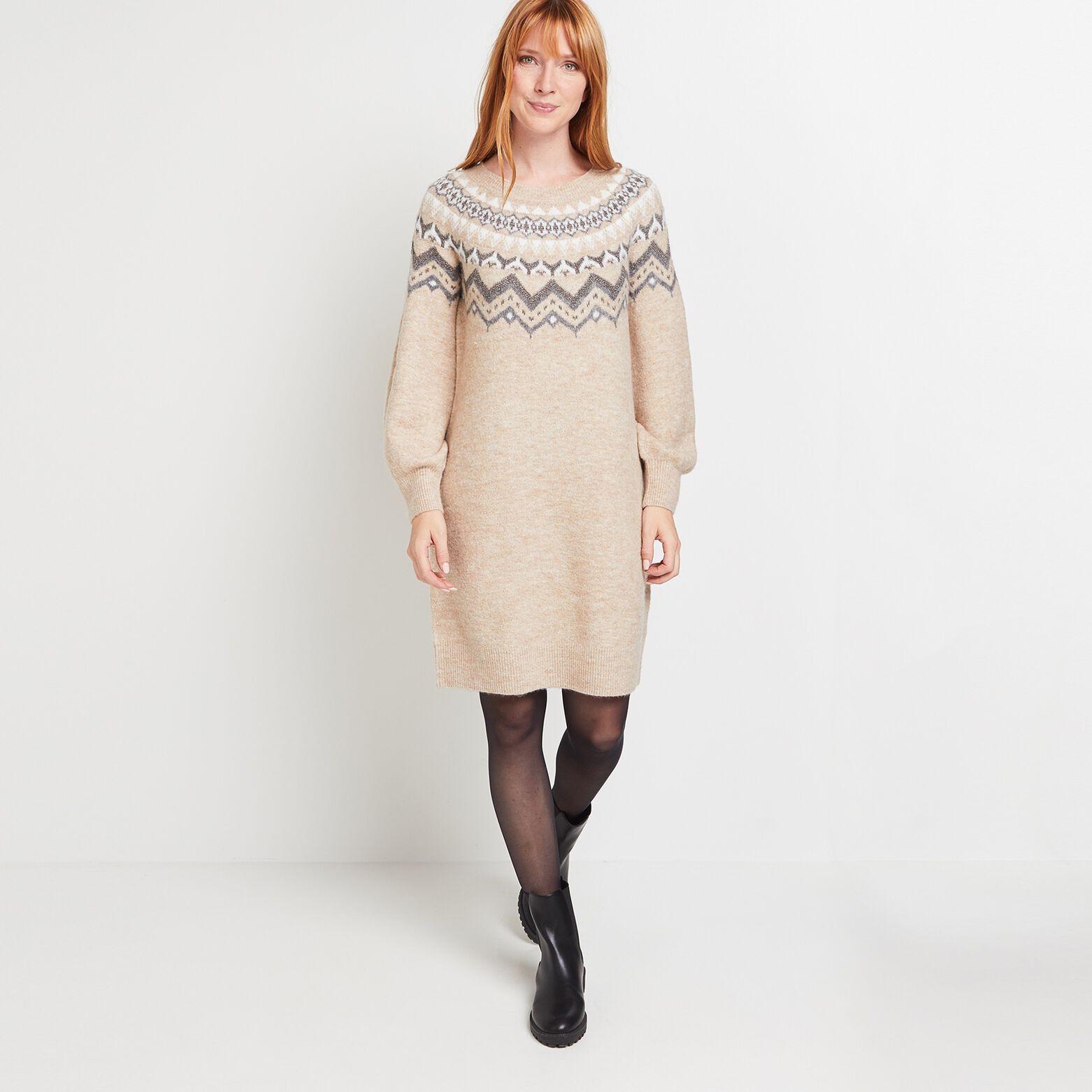 Robe pull jacquard femme