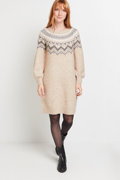 Robe pull jacquard femme