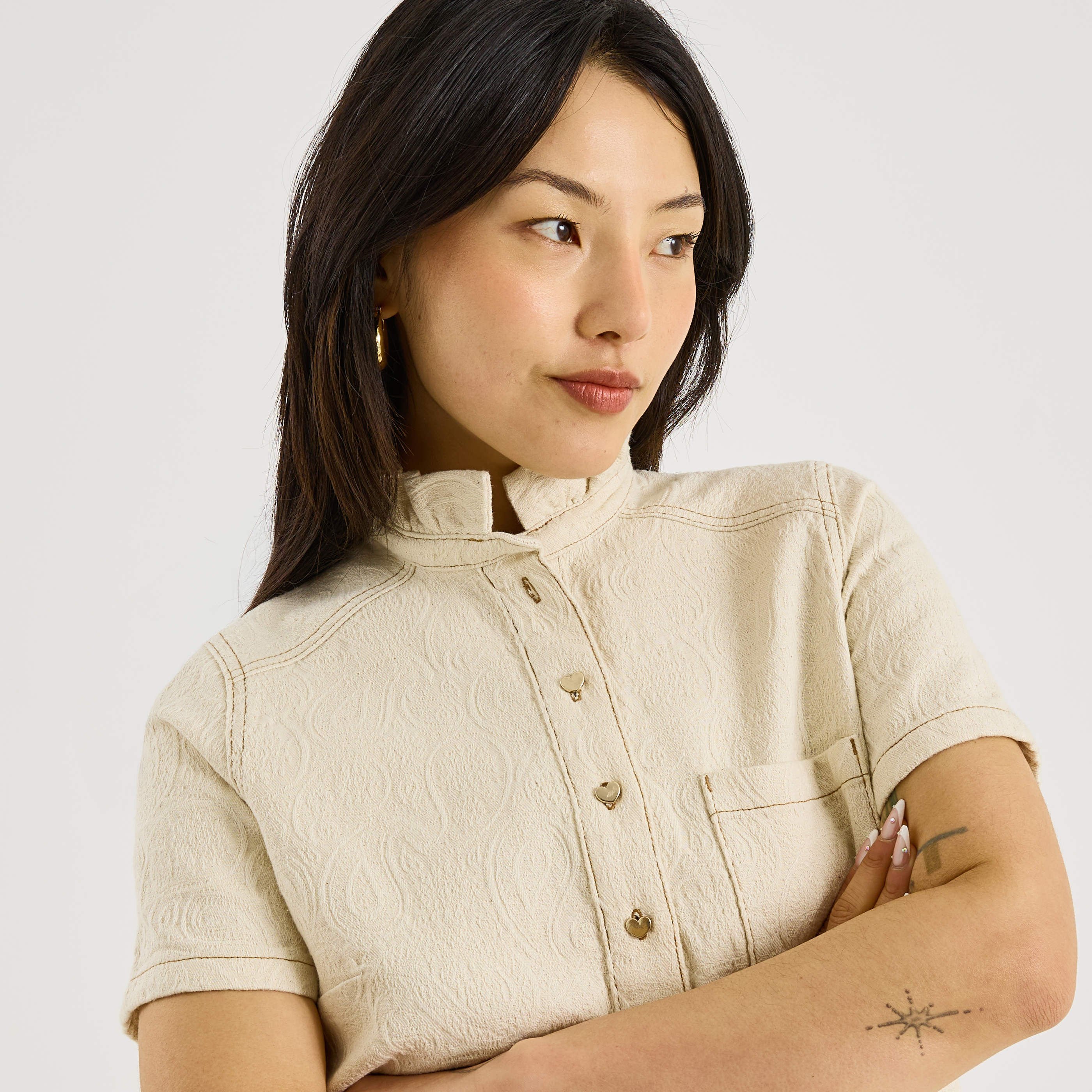 Robe courte en jacquard ton sur ton