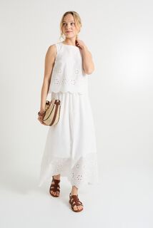 Jupe longue brodée femme