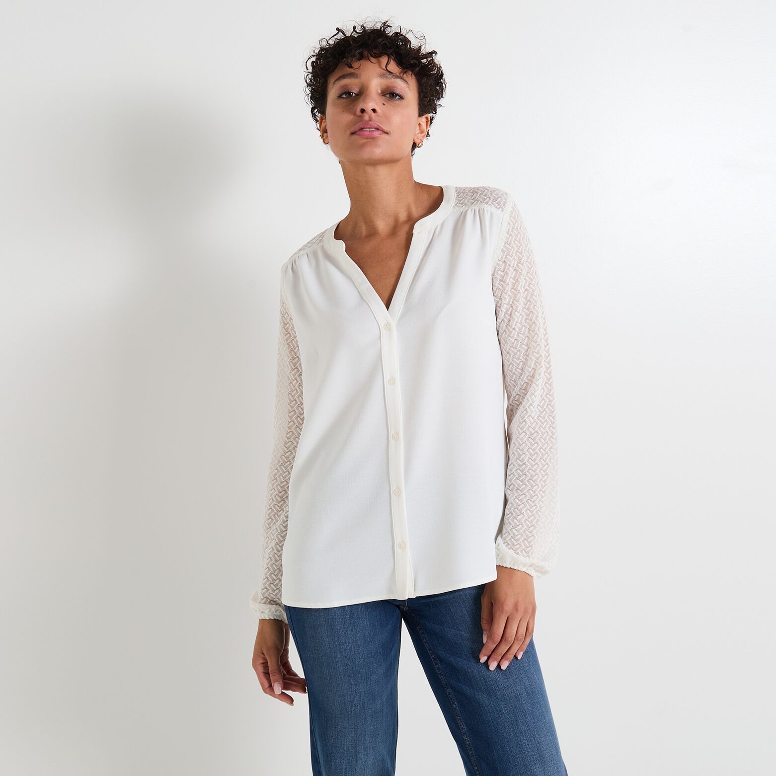 Chemise col V femme